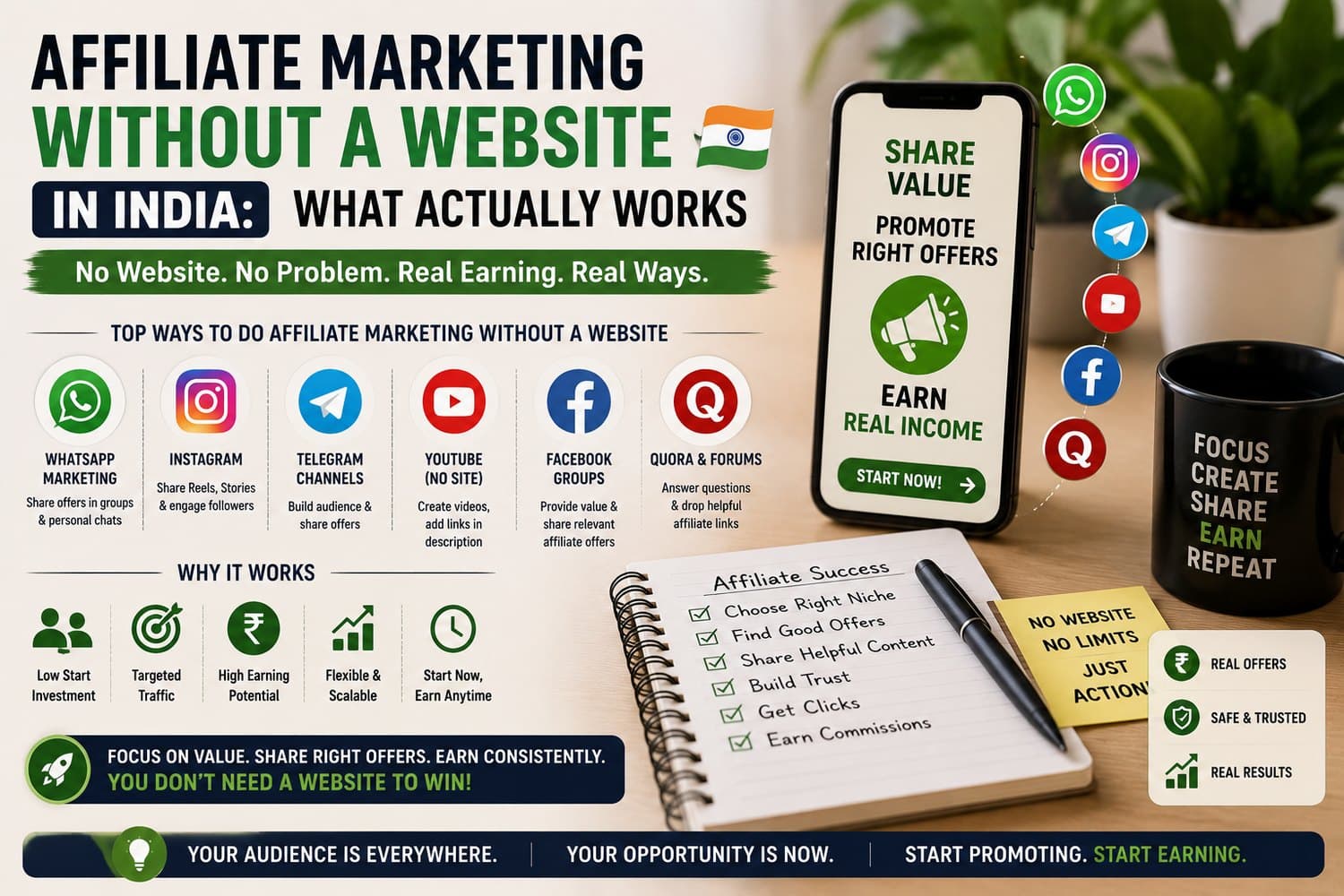 Affiliate Marketing Without a Website in India: What Actually Works