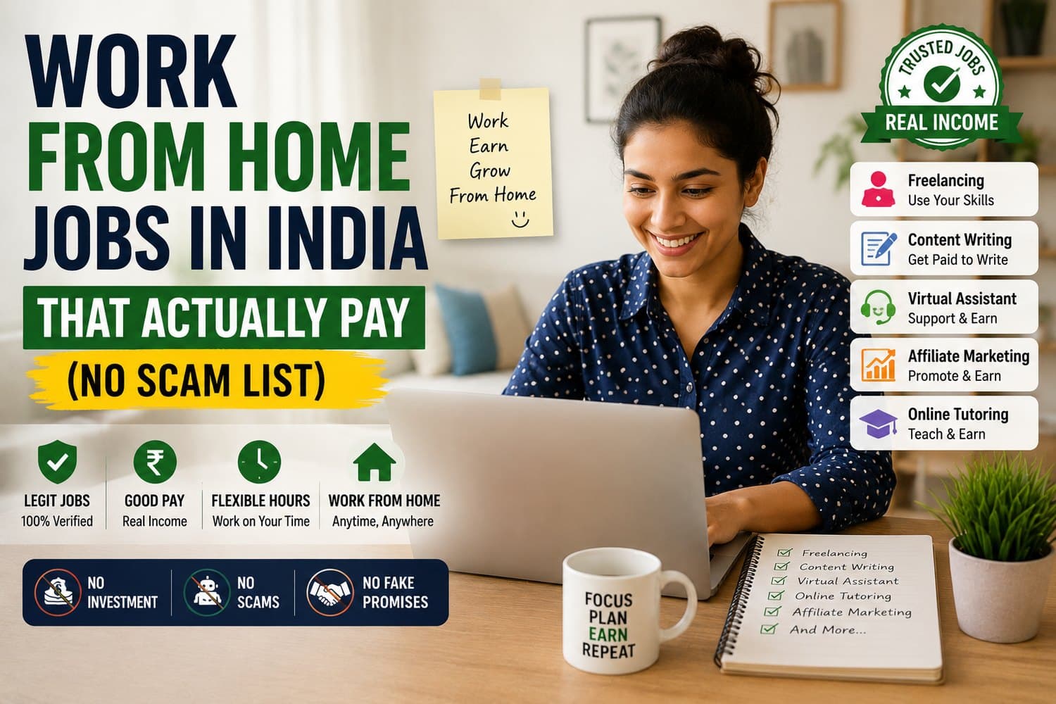 Work From Home Jobs in India That Actually Pay (No Scam List)