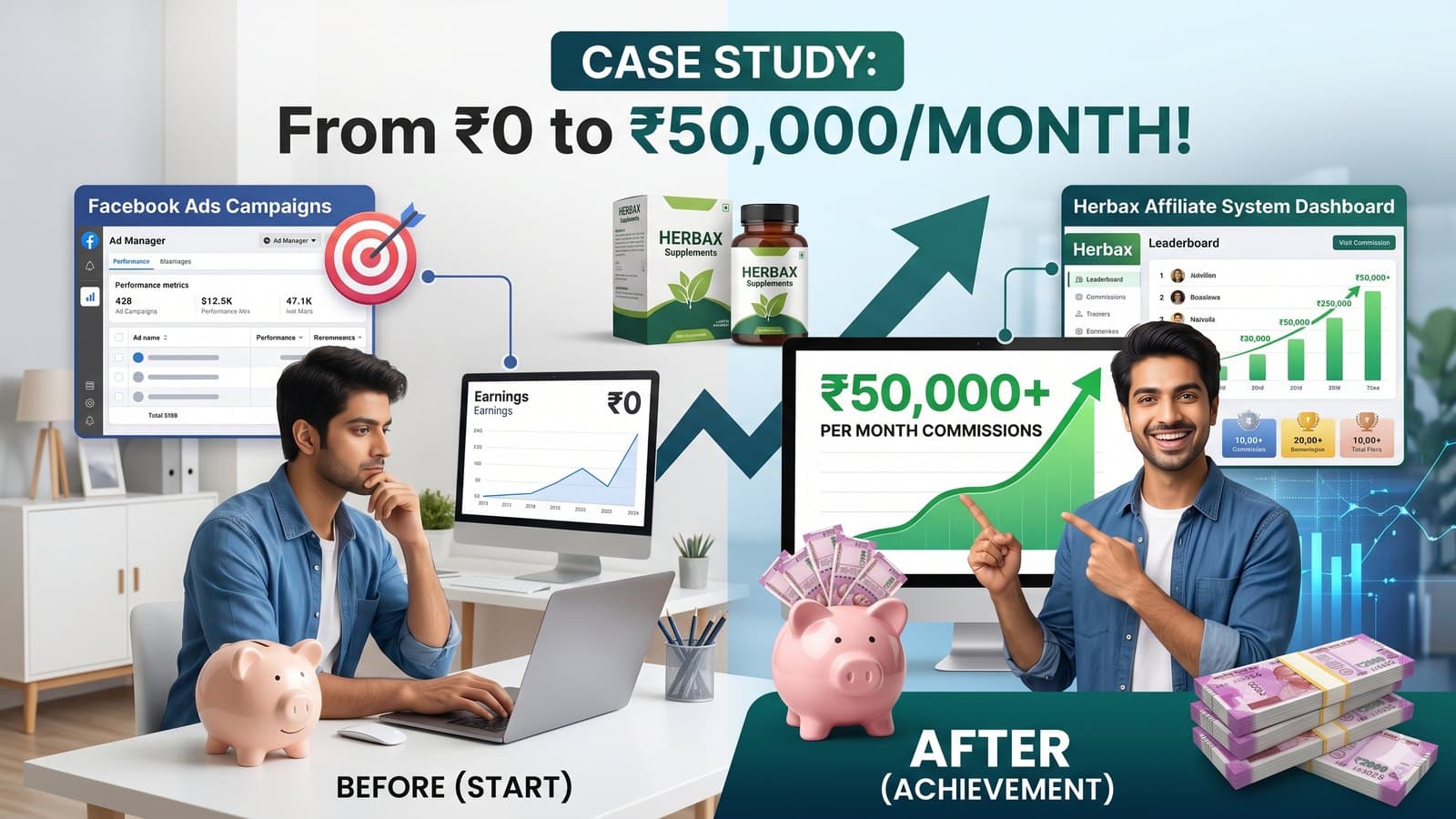 From ₹0 to ₹50,000 a month with the Herbax affiliate system